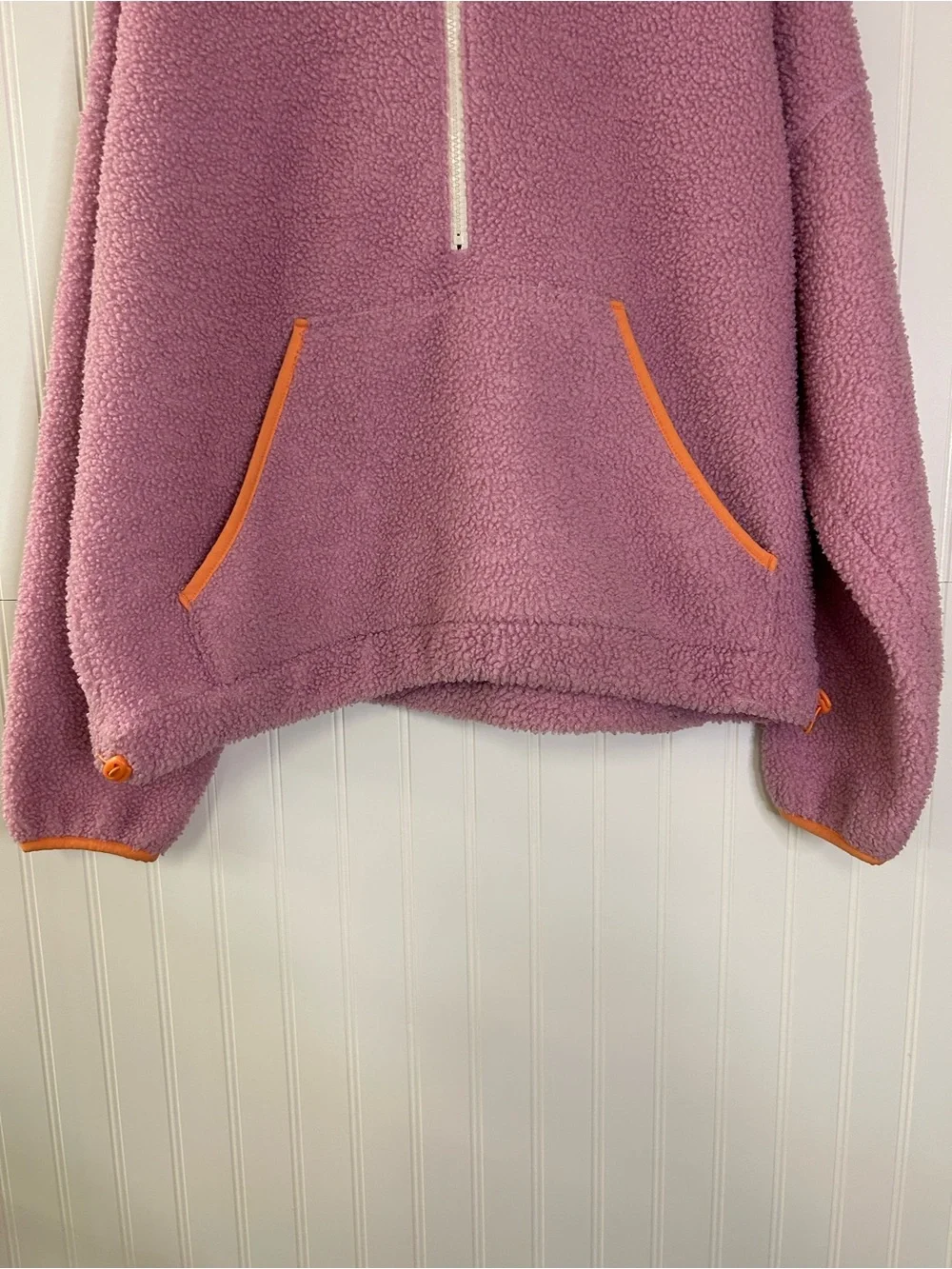 Wild Fable Pink Sherpa Zip Hoodie with Orange Trim Size Medium - Picture 2 of 8
